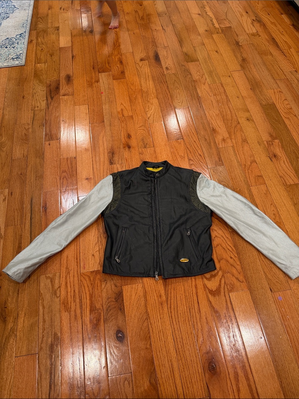 Harley-Davidson Black Jacket with Light Gray Sleeves and Yellow Trim